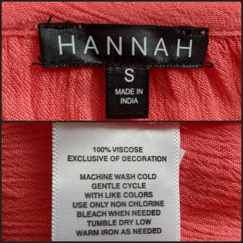 Hannah boho embroidery 3/4 sleeve top‎ coral. New With Tag sz:S